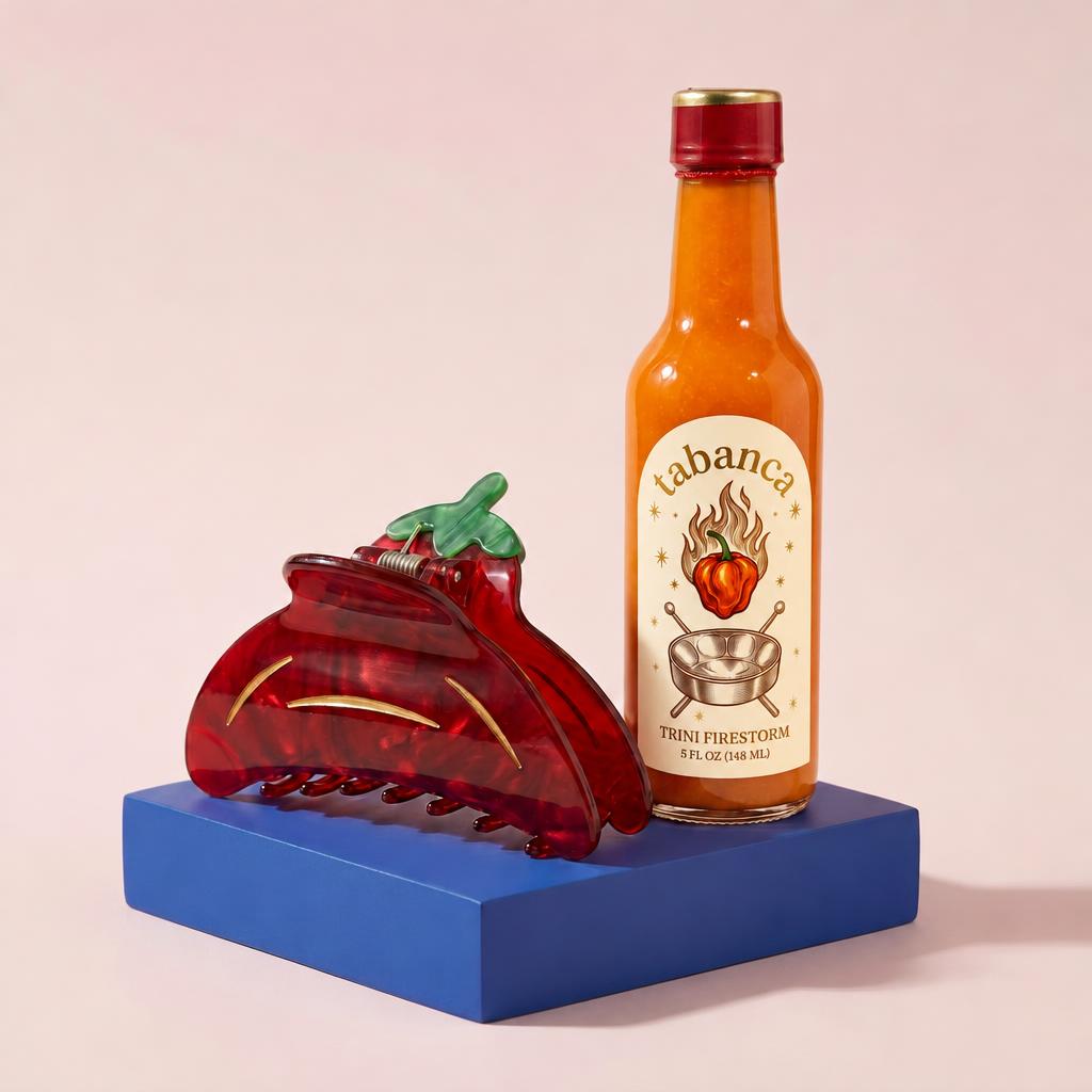 Hot Head styled with Trini Firestorm; sauce sold separately