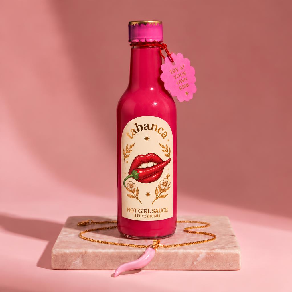 Heart on a Chain styled with Hot Girl Sauce; sauce sold separately